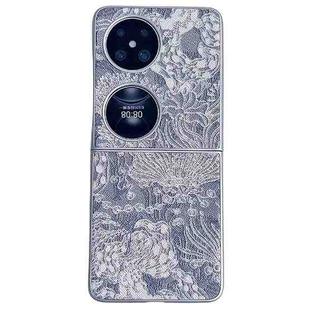 For Huawei P50 Pocket Embroidery Style Full Coverage Phone Case(Grey)