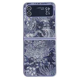 For Samsung Galaxy Z Flip3 Embroidery Style Full Coverage Phone Case(Blue)