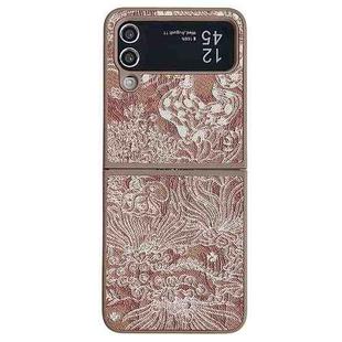 For Samsung Galaxy Z Flip4 Embroidery Style Full Coverage Phone Case(Orange)