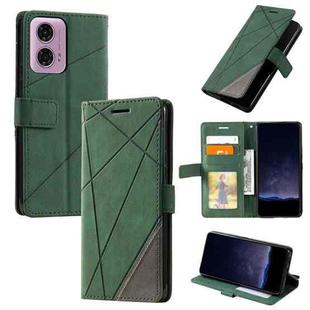 For Motorola Moto G34 Skin Feel Splicing Leather Phone Case(Green)