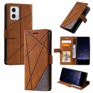 For Motorola Moto G73 Skin Feel Splicing Leather Phone Case(Brown)