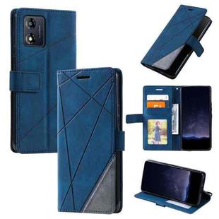 For Motorola Moto E13 Skin Feel Splicing Leather Phone Case(Blue)