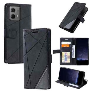 For Motorola Edge 40 Neo Skin Feel Splicing Leather Phone Case(Black)