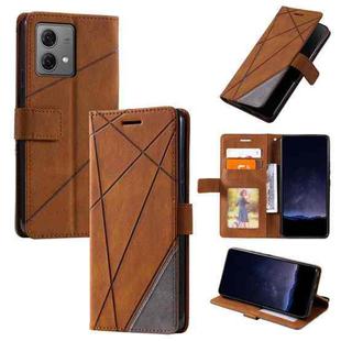 For Motorola Edge 40 Neo Skin Feel Splicing Leather Phone Case(Brown)