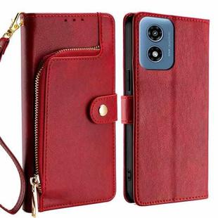 For Motorola Moto G Play 4G 2024 Zipper Bag Leather Phone Case(Red)