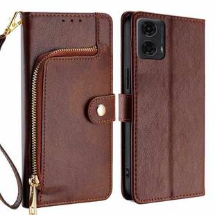 For Motorola Moto G24 4G Zipper Bag Leather Phone Case(Brown)