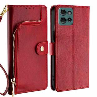 For Motorola Edge 50 5G Zipper Bag Leather Phone Case(Red)