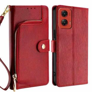 For Motorola Moto G Stylus 5G 2024 Zipper Bag Leather Phone Case(Red)