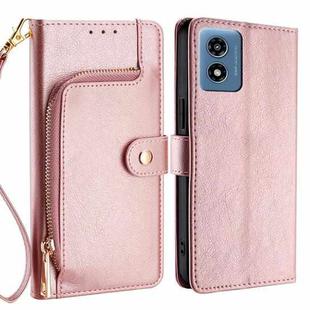 For Motorola Moto G 5G 2024 Zipper Bag Leather Phone Case(Rose Gold)