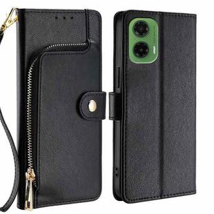 For Motorola Moto G35 5G Zipper Bag Leather Phone Case(Black)