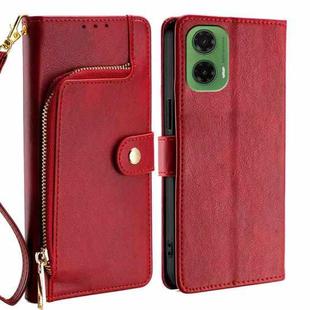 For Motorola Moto G35 5G Zipper Bag Leather Phone Case(Red)