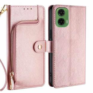 For Motorola Moto G35 5G Zipper Bag Leather Phone Case(Rose Gold)