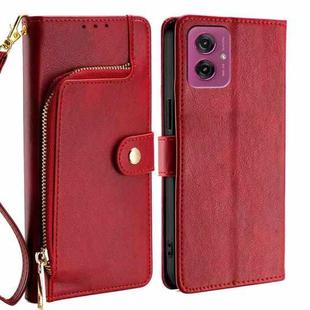 For Motorola Moto G55 5G Zipper Bag Leather Phone Case(Red)