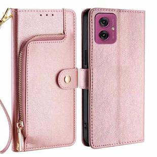 For Motorola Moto G55 5G Zipper Bag Leather Phone Case(Rose Gold)