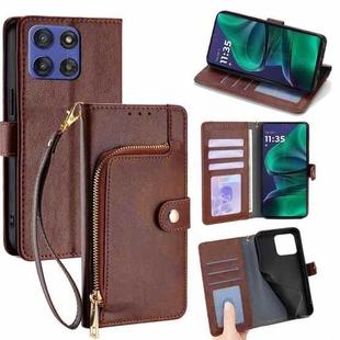 For Motorola Moto G Stylus 5G 2025 Zipper Bag Leather Phone Case(Brown)