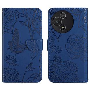 For TCL 60 5G HT03 Skin Feel Butterfly Embossed Flip Leather Phone Case(Blue)