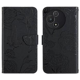 For TCL 60 5G HT03 Skin Feel Butterfly Embossed Flip Leather Phone Case(Black)