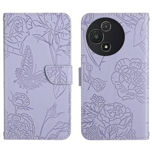 For TCL 60 5G HT03 Skin Feel Butterfly Embossed Flip Leather Phone Case(Purple)