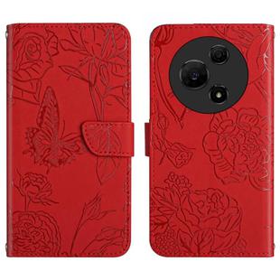 For TCL 60 NxtPaper 4G HT03 Skin Feel Butterfly Embossed Flip Leather Phone Case(Red)