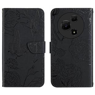 For TCL 60 NxtPaper 4G HT03 Skin Feel Butterfly Embossed Flip Leather Phone Case(Black)