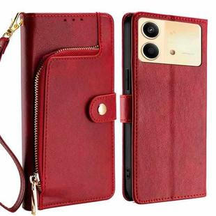 For Xiaomi Redmi Note 13R Pro 5G Zipper Bag Leather Phone Case(Red)