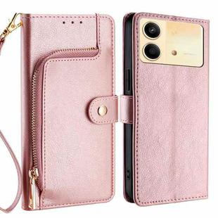 For Xiaomi Redmi Note 13R Pro 5G Zipper Bag Leather Phone Case(Rose Gold)