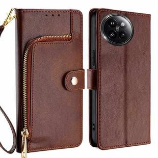 For Xiaomi Civi 4 Pro Zipper Bag Leather Phone Case(Brown)
