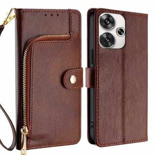 For Xiaomi Redmi Turbo 3 5G Zipper Bag Leather Phone Case(Brown)