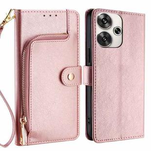 For Xiaomi Redmi Turbo 3 5G Zipper Bag Leather Phone Case(Rose Gold)