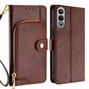 For OnePlus Nord CE4 Zipper Bag Leather Phone Case(Brown)