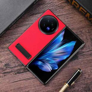 For vivo X Fold3 Pro Litchi Texture PU Phone Case with Holder(Red)