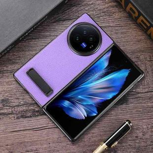 For vivo X Fold3 Litchi Texture PU Phone Case with Holder(Purple)