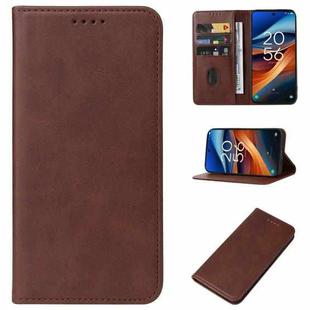 For TCL 50 SE Magnetic Closure Leather Phone Case(Brown)