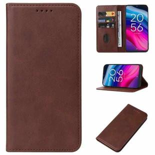 For TCL 505 Magnetic Closure Leather Phone Case(Brown)