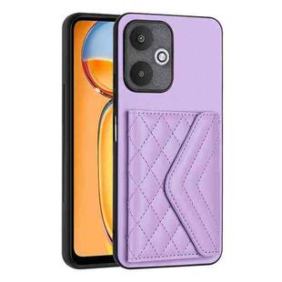 For Xiaomi Redmi 13C 5G / Redmi 13R Rhombic Texture Card Bag RFID Phone Case(Light Purple)