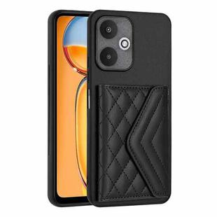 For Xiaomi Redmi 13C 5G / Redmi 13R Rhombic Texture Card Bag RFID Phone Case(Black)