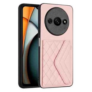 For Xiaomi Redmi A3 4G Rhombic Texture Card Bag RFID Phone Case(Rose Gold)