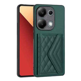 For Xiaomi Redmi Note 13 Pro 4G Global Rhombic Texture Card Bag RFID Phone Case(Green)