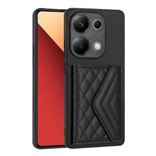 For Xiaomi Redmi Note 13 Pro 4G Global Rhombic Texture Card Bag RFID Phone Case(Black)