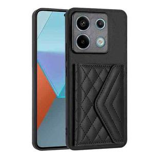 For Xiaomi Redmi Note 13 Pro 5G Global Rhombic Texture Card Bag RFID Phone Case(Black)