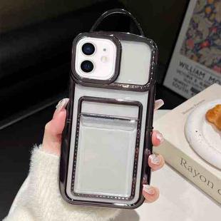 For iPhone 12 Electroplated Clear Card Slot TPU Phone Case(Black)