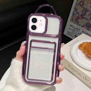 For iPhone 12 Electroplated Clear Card Slot TPU Phone Case(Purple)