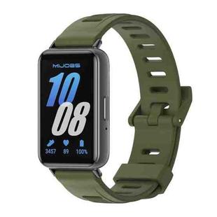 For Samsung Galaxy Fit 3 Mijobs Flat Hole Silicone Watch Band(Army Green+Black)