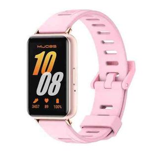 For Samsung Galaxy Fit 3 Mijobs Flat Hole Silicone Watch Band(Lotus Root Powder+Rose Gold)