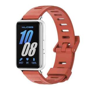 For Samsung Galaxy Fit 3 Mijobs Flat Hole Silicone Watch Band(Orange+Silver)