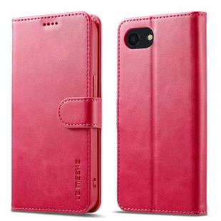 LC.IMEEKE Calf Texture Horizontal Flip Leather Case For iPhone SE 2024(Red)