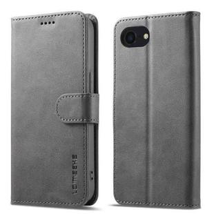 LC.IMEEKE Calf Texture Horizontal Flip Leather Case For iPhone SE 2024(Grey)