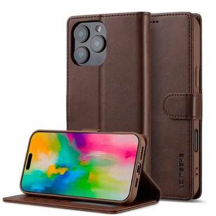 LC.IMEEKE Calf Texture Horizontal Flip Leather Case For iPhone 16 Pro Max(Brown)