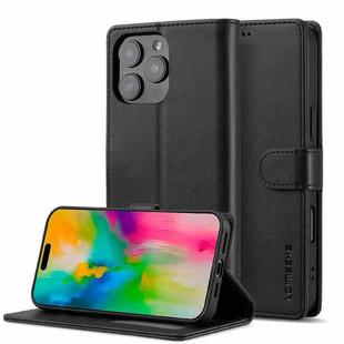 LC.IMEEKE Calf Texture Horizontal Flip Leather Case For iPhone 16 Pro Max(Black)