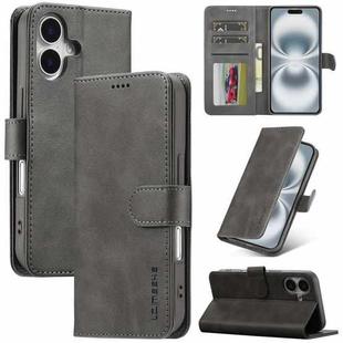 LC.IMEEKE Calf Texture Horizontal Flip Leather Case For iPhone 17(Grey)